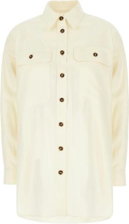Max Mara Overhemden, Dames, Beige, S, Katoen, Stijlvol Overhemd