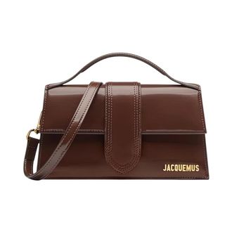 Jacquemus Handbags, female, Brown, Size: ONE SIZE Structured Patent Leather Bag