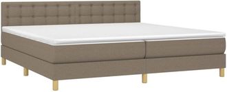 vidaXL Vidaxl - Cama Box Spring Con Colch&oacute;n Led Tela Gris Taupe 200x200 Cm