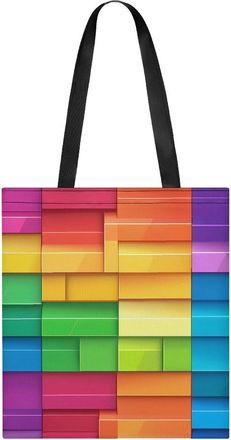 Generic Rainbow Colorful Blocks Print Tote Bag for Women Men Shoulder Bags Purses Pouch Handbags