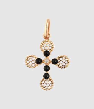 Gigi Clozeau Pendentif Croix Dentelle R&eacute;sine Diamants Or