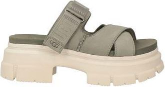 UGG Ashton Slide Sandals for Women in Moss Green Leather with Velcro Strap