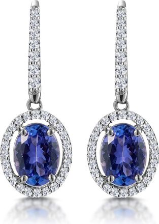 The Diamond Store 1.6ct Tanzanite (AAA) and Lab Diamond Halo Earrings 9KW Gold Asteria