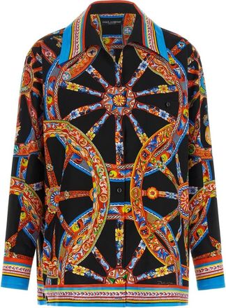 Dolce & Gabbana Carretto-print Poplin Hawaii Shirt - Dames - Overhemden - Veelkleurig - XS - Katoen - Overhemden
