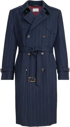 Brunello Cucinelli Chalk stripe trench in Blue at Nordstrom, Size 50 It