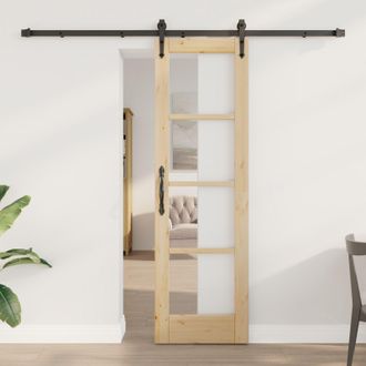 Berkfield Home Sliding Door with Hardware Set ORKDAL61x198.5 cm in Beige | Size: 61x198.5 cm