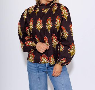 THML Clothing Petal Pop Long Sleeve Top In Black