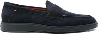 Santoni Mocassini penny in pelle scamosciata - Blu