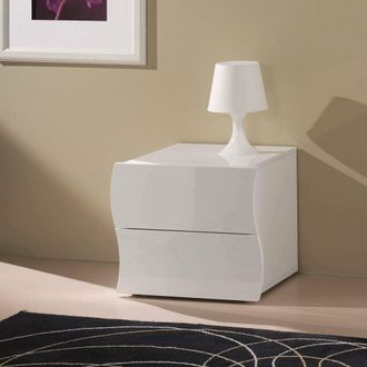 Dmora Dmora - Mesa De Noche Dchies, Mesita De Noche Con 2 Cajones, Dormitorio, 100% Made In Italy, Cm 50x40h41, Blanco Brillo