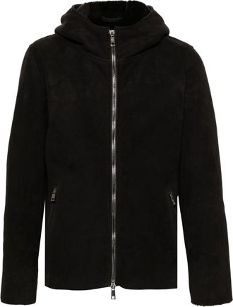 Giorgio Brato hooded leather jacket - men - Sheep Skin/Shearling - 48 - Black