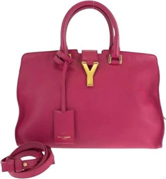 Saint Laurent Pre-owned Handbags, female, Pink, Size: ONE SIZE Pre-owned Cabas Chyc Leather 2way Bag