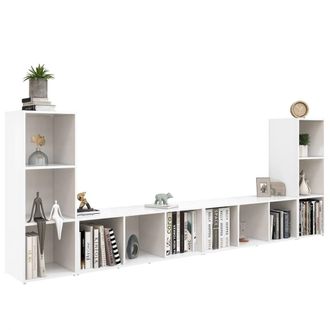 Berkfield Home TV Cabinets 4 pcs White 107x35x37 cm Engineered Wood | Size: 107 x 35 x 37 cm