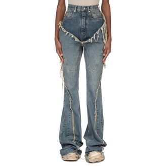 Rick Owens Flared Jeans, female, Blue, Size: L Cargo Denim Jeans