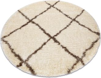 RugsX Rugsx - Alfombra Fluffy 2373 Circulo Shaggy Conducci&oacute;n - Crema / Beige Beige Circulo 160 Cm