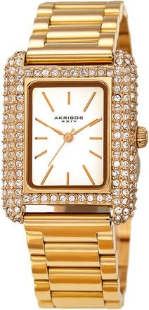 Akribos XXIV Quartz White Dial Yellow Gold-tone Ladies Watch AK1108YG