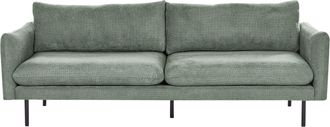 Beliani Sof&aacute; Moderno 3 Plazas Asiento Acolchado Patas Metal Negro Tela Chenilla Verde Vinterbro