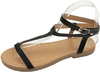 Generic Womens Elegant Beach Shoes, Buckle Strap Shoes for Women, Flat Round Toe Sandals, Non-Slip Womens Shoes, Water Shoes, Casual Shoes, Summer Sandals, bl