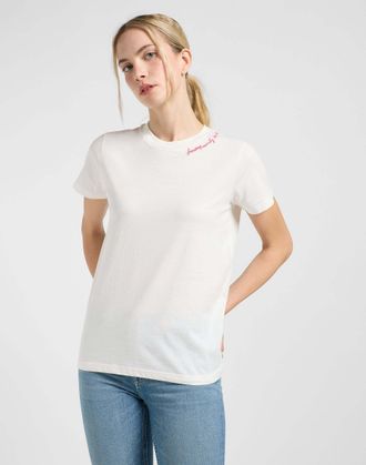 Lee T-Shirt LEE Lee T-Shirt Little Embroidery Tee, Damen, Gr. XS, beige, Obermaterial: 100% Baumwolle CO., Shirts T-Shirt