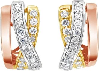 Le Vian Nude Diamonds 14-Karat Three Tone 0.79 Ct. Tw. Diamond Huggie Earrings