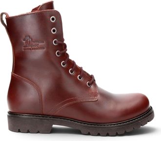 Panama Jack Waterdichte Warme Veterlaarzen van Bordeauxrood Leer voor Dames - Frisia-B45