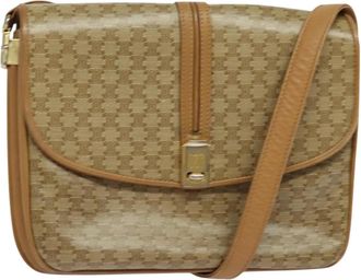 Celine Vintage Macadam Canvas And Leather Beige Canvas Handbag (Pre-Owned)