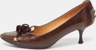 Tod's Tods Brown Leather Bow Loafer Pumps