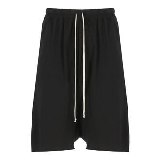 Rick Owens Casual Shorts, male, Black, Size: XL Black Cotton Bermuda Shorts Elastic Waist