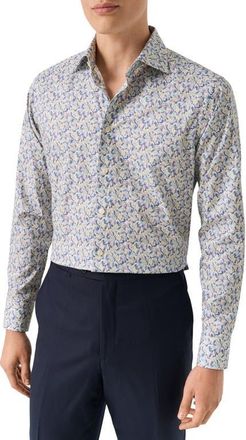 Eton Slim Fit Signature Twill Floral Button-Up Shirt in Light Purple at Nordstrom, Size 15.5