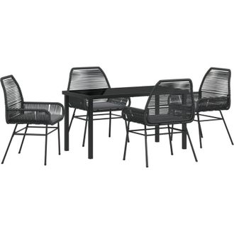 vidaXL Vidaxl - Conjunto De Comedor De Jard&iacute;n 5 Pcs Negro Rat&aacute;n Sint&eacute;tico