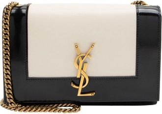 Saint Laurent Black & White Leather & Patent Leather Bicolor Kate Small Shoulder Bag (Authentic Pre-Loved)