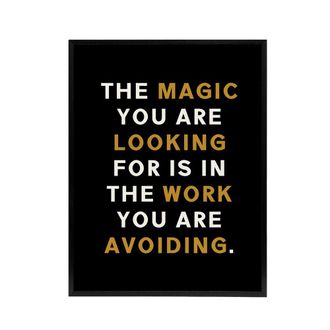 Artery8 Quote Looking For Magic Work Motivational Framed Canvas Wall Art Print in Black | Size: W24 x H32