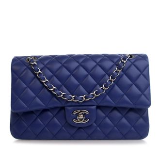 Chanel Blue Medium Classic Lambskin Double Flap