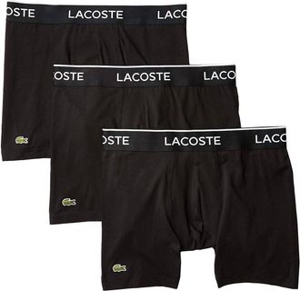 Lacoste Mens Classic Cotton Stretch Boxer Briefs - 3-Pack In Black