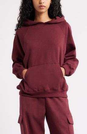 BP. Fleece Detail Oversize Raglan Hoodie in Burgundy Tannin at Nordstrom Rack, Size X-Small