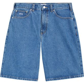 Obey Bigwig Baggy Denim Shorts in Light Indigo at Nordstrom, Size 34