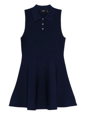 Theory polo-collar a-line dress - women - Polyester/Viscose - M - Blue