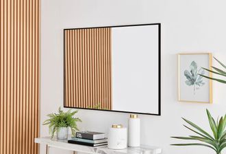 Furniturebox Emma Medium 120x80cm Framed Rectangular Vertical Living Room Hallway Wall Mirror in Black | Size: 120x80 cm