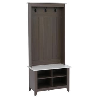 Hhg Aparador Hhg-680, Aparador De Pie Con Estante Para Zapatos Y Banco, 3 Ganchos Y 4 Compartimentos, Melamina, 170 X 76 X 39 Cm, Acabado Nogal, Beige