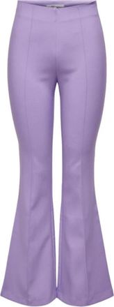 Only Hoge taille flared broek Paisley Purple - Dames - Wijde Broeken - Paars - L - Polyester - Broeken