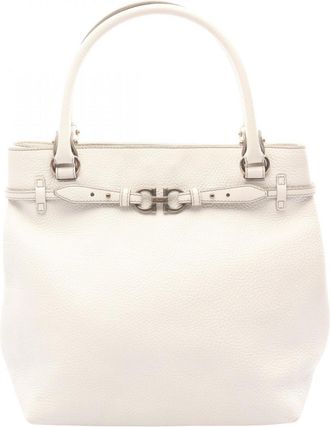 Ferragamo White Leather Handbag Tote Bag (Pre-Owned)
