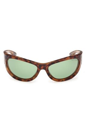 Tom Ford Leona 62mm Cat Eye Sunglasses in Vintage Havana /Emerald Green at Nordstrom