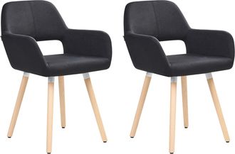 Beliani Beliani - Conjunto De 2 Sillas Tapizadas En Tela Negra Con Patas De Madera Estilo Ecl&eacute;ctico Moderno Chicago