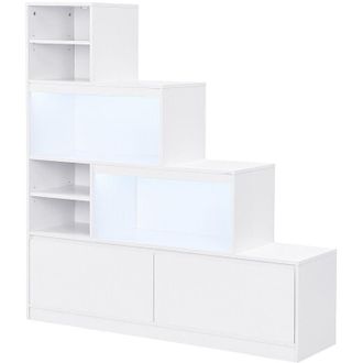 Vente-Unique Mobile portascarpe 2 ante e 6 nicchie con LED in MDF Bianco - LOVILA