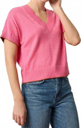 Lilla P Short Sleeve V Neck Pullover Sweater In Calypso
