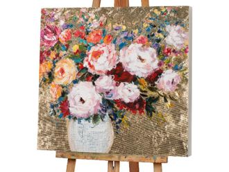 Schubiger M&ouml;bel Bild Blumenvase mit Goldenem Hintergrund 2