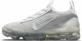 Nike Womens Air Vapormax 2021 Flyknit Sneakers In White/pure Platinum/metallic Silver