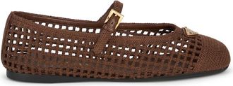 Prada Ballerinas, female, Brown, Size: 8 US Crochet Ballerina