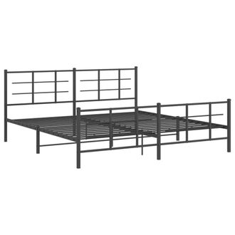 Berkfield Home Metal Bed Frame without Mattress with Footboard Black 193x203cm | Size: 193x203 cm
