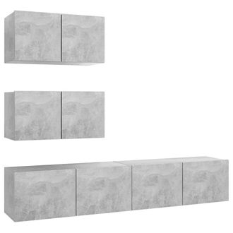 Berkfield Home 4 Piece TV Cabinet Set Concrete Grey Engineered Wood