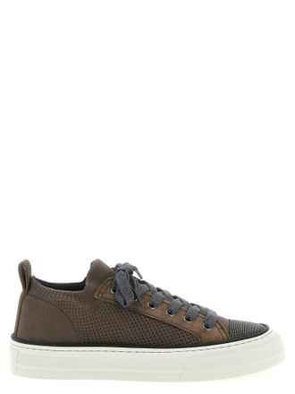 Brunello Cucinelli Brown Cotton Low Top Womens Sneakers